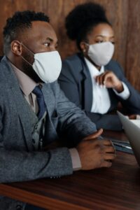 Stock photo of interns with masks