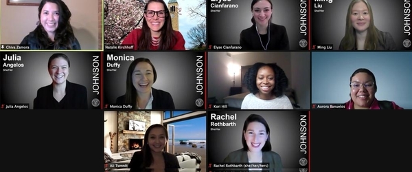 A screenshot of a virtual meeting of the Women’s Management Council Board. 