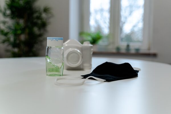 Image of mask and hand sanitizer