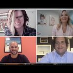 A screenshot, showing the four webinar panelists smiling during the online event.