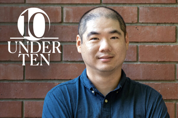 headshot of Chao Wang with a graphic of this text overlaid in one corner: 10 Under 10
