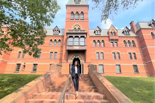 Cainto in front of Sage Hall