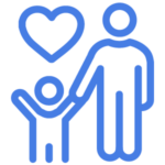 icon of a parent and child holding hands with a heart above the child