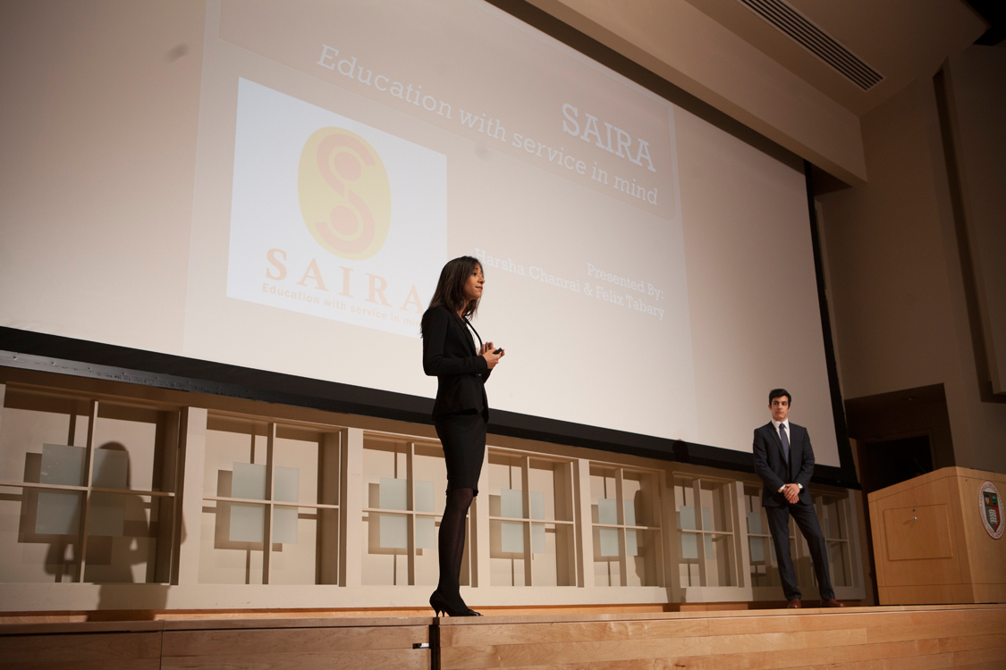 Harsha L'Acqua presents during the 2014 Pillsbury Institute for Hospitality Entrepreneurship (PIHE) Business Plan Competition.