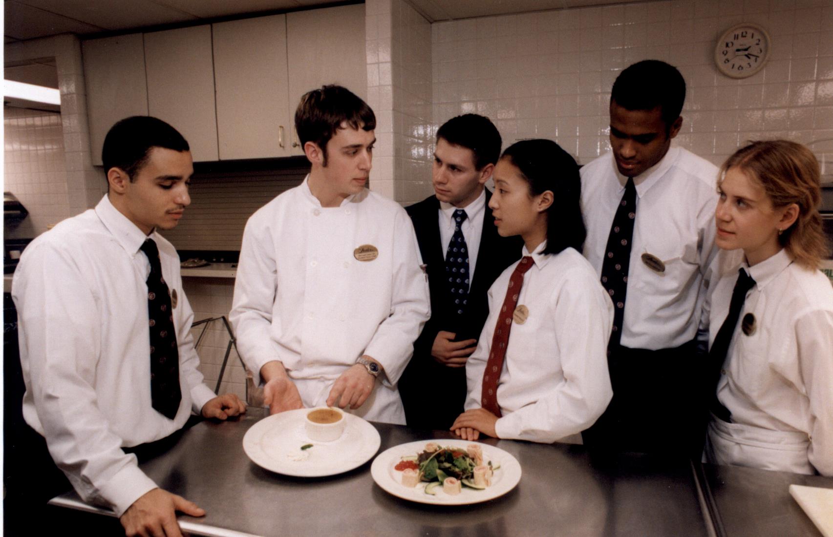 Banfi’s student chefs in conversation in 1998.