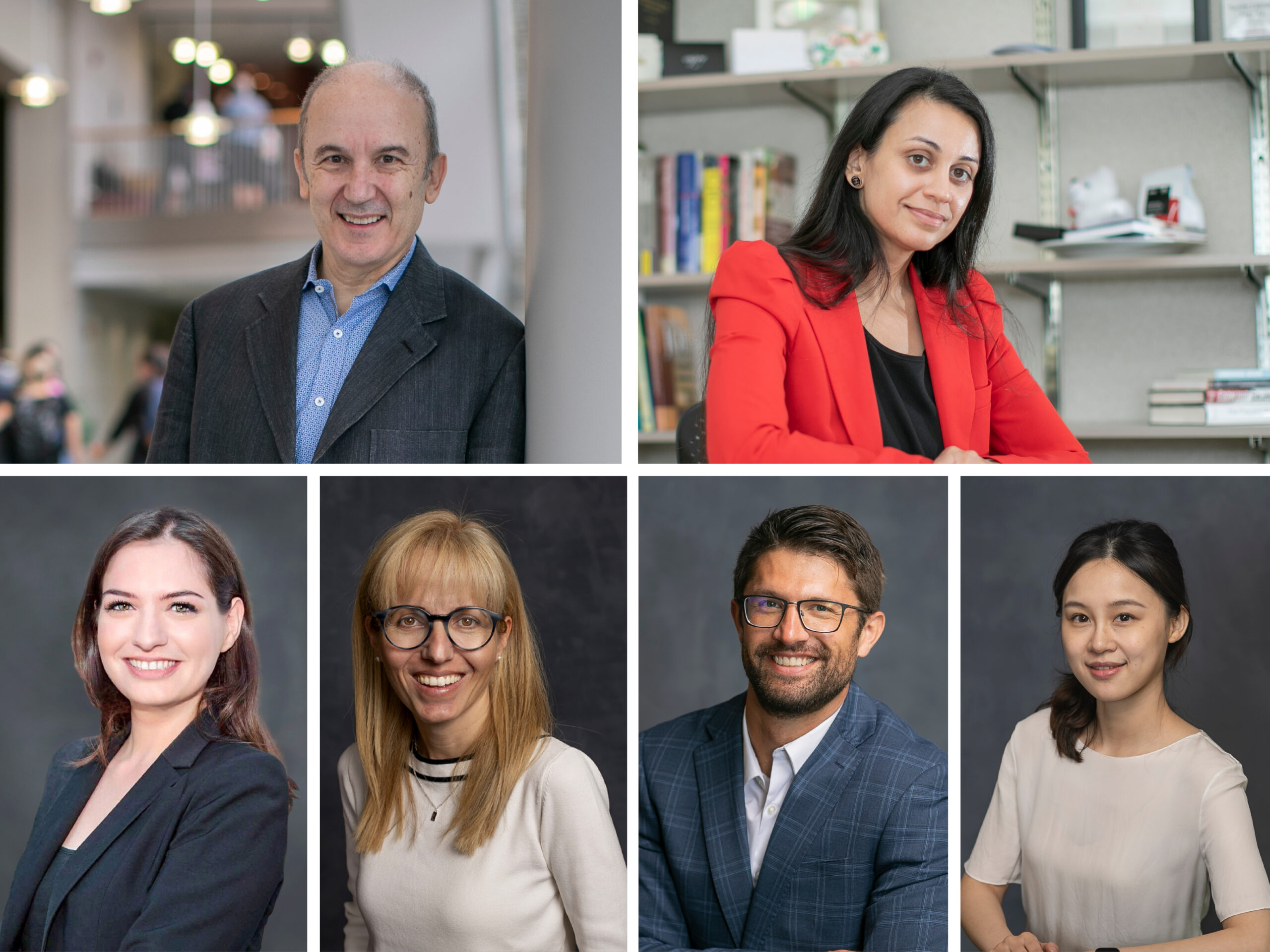 Headshots of the six faculty featured in the article.