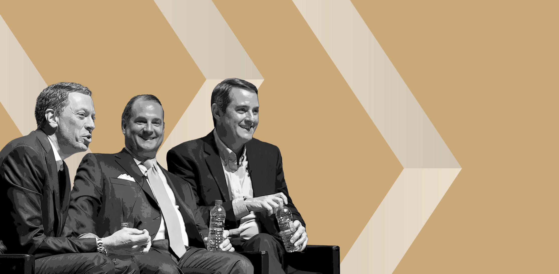 Keith Barr '92, CEO of IHG; Tony Capuano '87, CEO of Marriott International; and Kevin Jacobs '94, CFO and president of global development for Hilton Worldwide, at HEC '97.