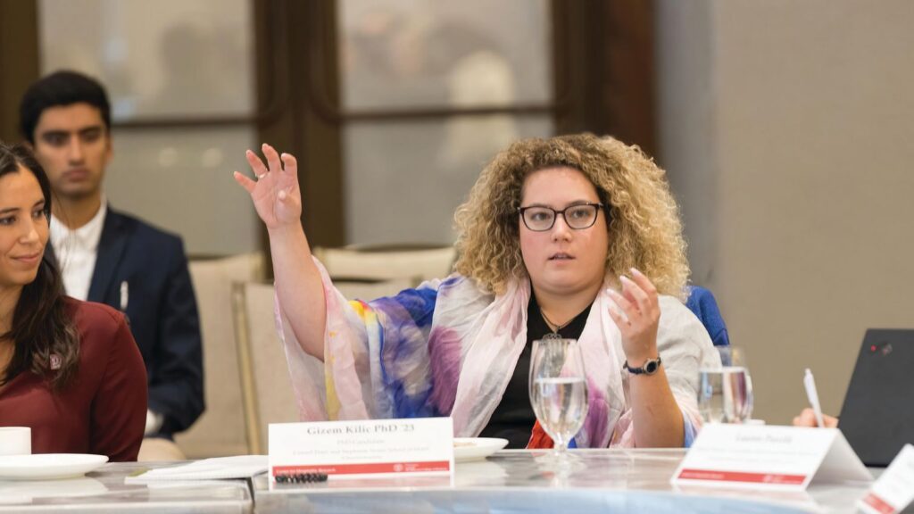 Gizem Kilic, PhD '23, takes part in a CIHLER roundtable in September 2022.