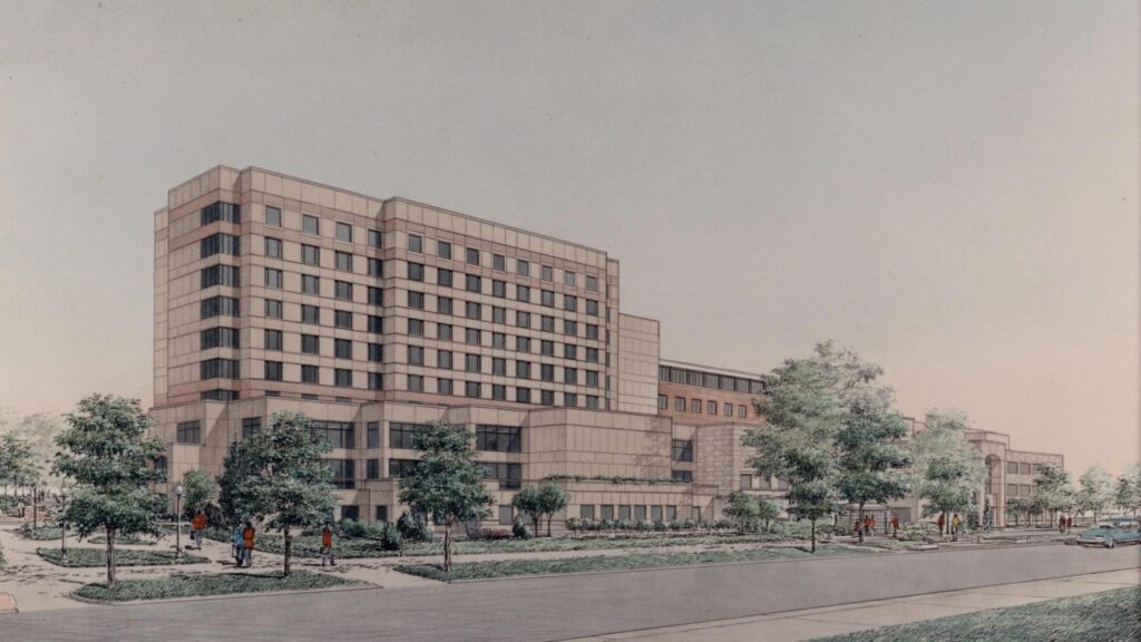Architects Rendering of the Statler Hotel in 1988.