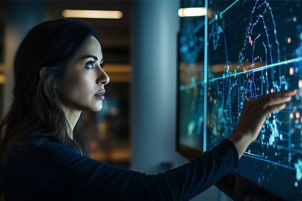 Woman looking at computer screen