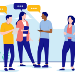 Graphic of people interacting