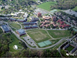 An aerial view of campus.