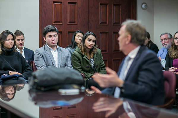 room full of students observe a real life arbitration