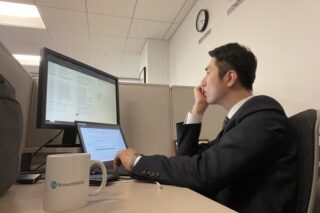 Duncan Lee, MBA ’22, working at the AccountAbility office in New York City