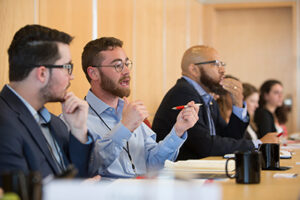 Man speaking at the labor relations roundtable