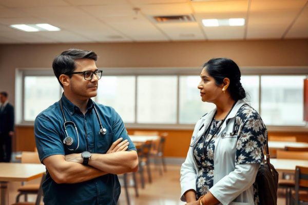 Two doctors meeting.