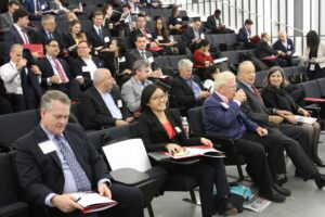 Attendees and speakers at Bloomberg Center, Cornell Tech, for the 2017 EMI Conference