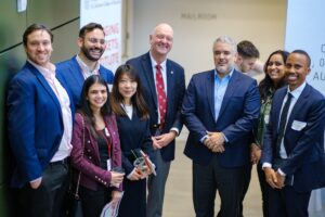 Dean Andrew Karolyi and Former President of Colombia Iván Duque with students