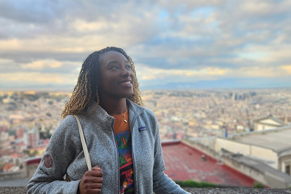 Olivia Johnson poses on the roof of Castel Sant'Elmo in Naples, Italy.