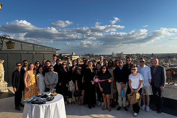 The Italy trek group visits the rooftop of the Hassler Roma in Rome, Italy.
