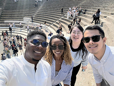 Students visit the ruins in Pompeii.