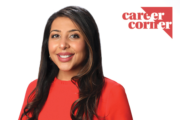 headshot of Deepika Cattry with the Career Corner graphic identifier overlaid on the photo next to her.