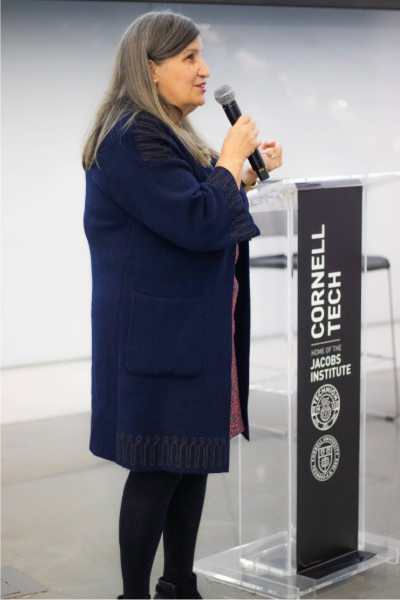 Lourdes Casanova speaking at the EMI conference