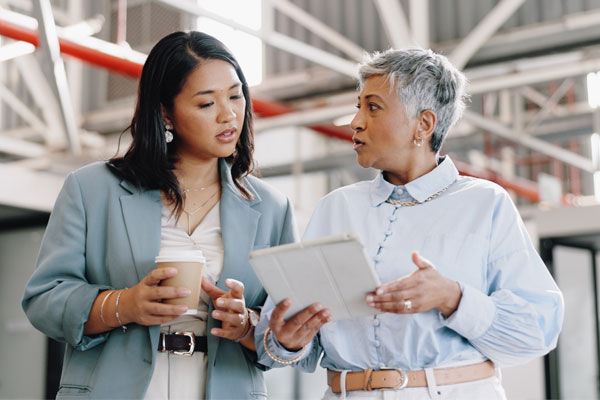 Boss speaking with employee