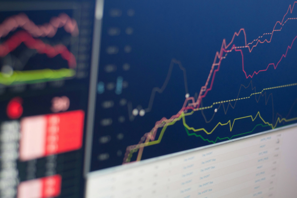 Close up photo of stock charts