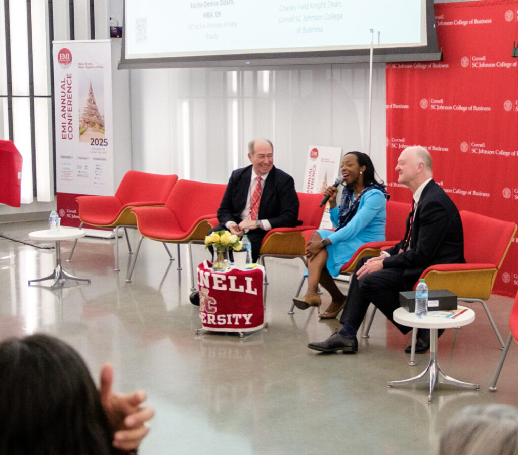 Rob Canizares, Denise Odaro, and Dean Andrew Karolyi at the EMI Conference 2025