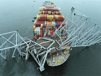 MV Dali colliding with the Francis Scott Key Bridge in Baltimore