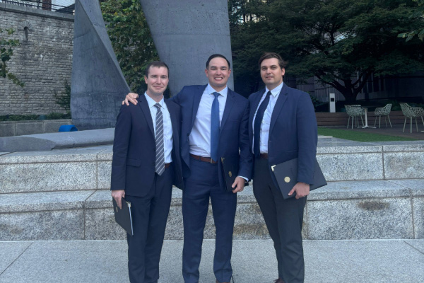 MBA students Ryan Gill, Nate Onorato and Adam Reznick attending the MBAVets conference in Atlanta