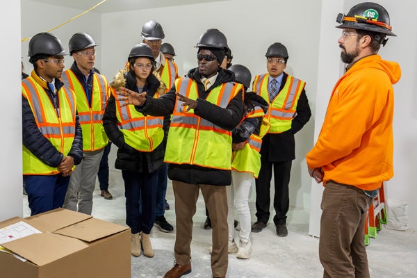 Students at a construction site