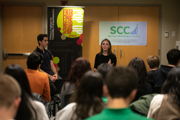 Grace Van Hollebeke speaking at the Women and Hospitality Entrepreneurship event.