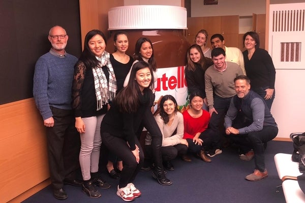 Dyson Food Marketing Fellows visit the Ferrero Rocher plant in Alba, Italy. January 2020