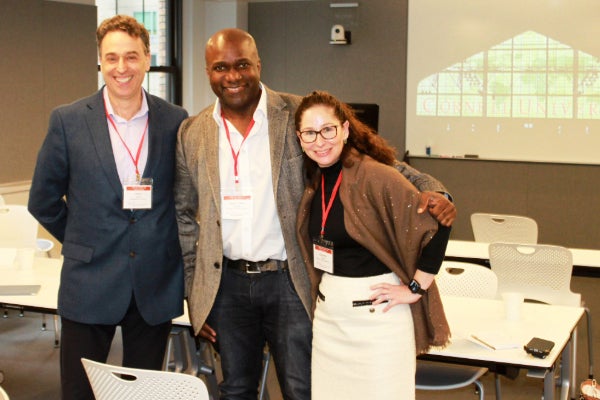 From left: Mentors Petru Sandu, Elizabethtown College; Kevin Omar Williams &rsquo;99, Crimson Impact Investments; and Deborah Erickson, Servenco Management.