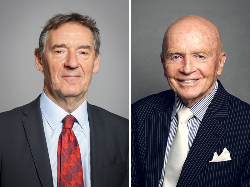 Headshots of Lord Jim O'Neill and Dr. Mark Mobius.