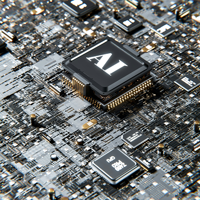 Close up view of a computer board.