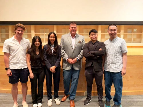 Six participants of the future founders course including the author, faculty member, teaching assistants and fellow team members.