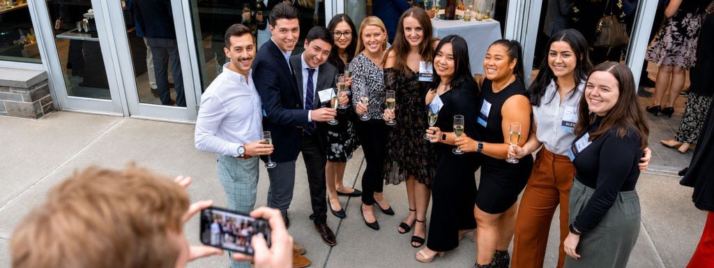 Hotel Ezra Cornell students at cocktail recpetion, Beck Center